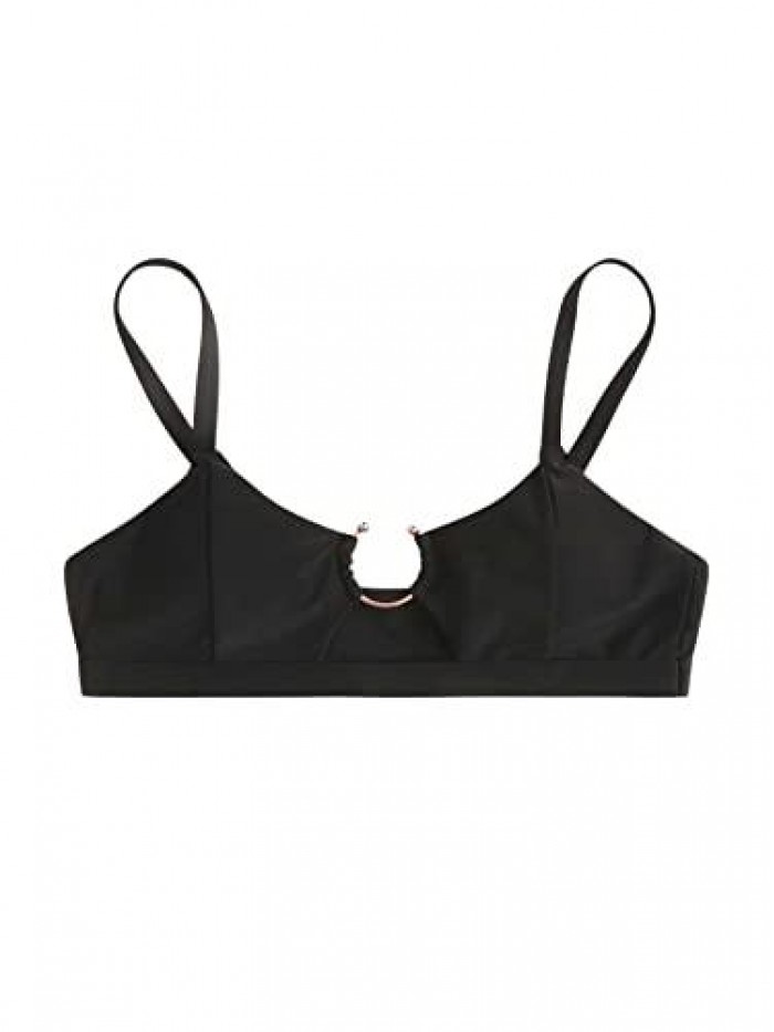 Women's Cut Out O Ring Triangle Bikini Top Swimsuit Swim Top 