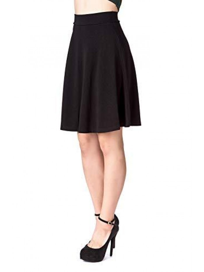 Choice Simple Stretch A-line Flared Knee Length Skirt 