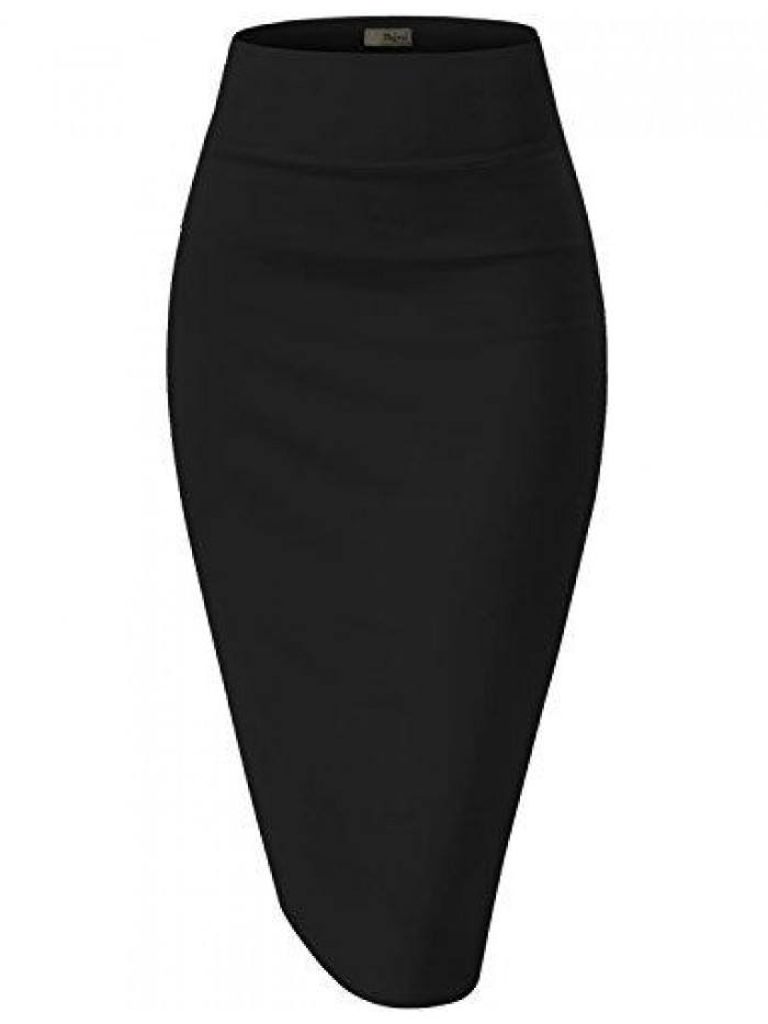 Women's Techno/Scuba Stretchy Office Pencil Skirt Made in USA 