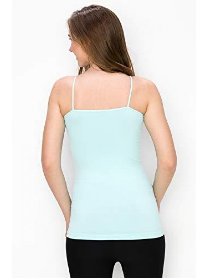 Women’s V-Neck Camisole Tank - Basic Seamless Stretch Spaghetti Strap 