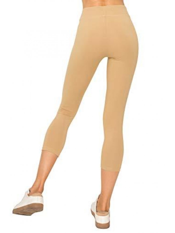 Cotton Spandex Basic Leggings Pants-Jersey Full/Capri Regular/Plus Size 