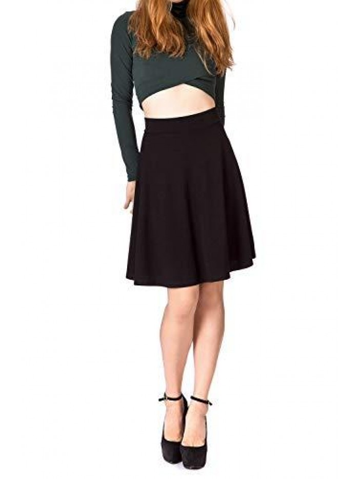 Choice Simple Stretch A-line Flared Knee Length Skirt 