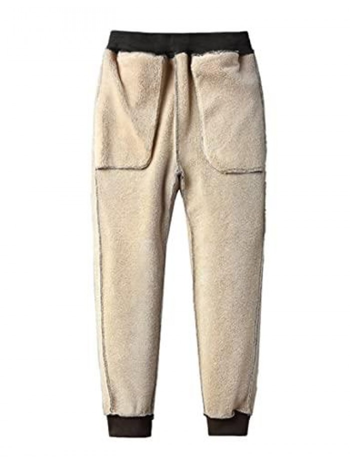 Women's Warm Sherpa Lined Athletic Sweatpants Jogger Fleece Pants 