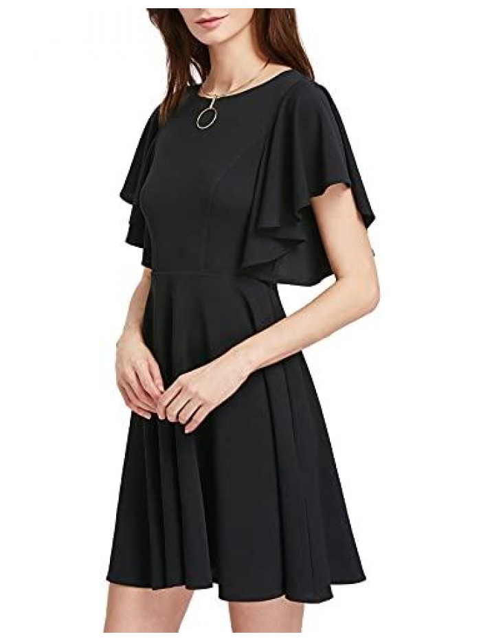 Women's Stretchy A Line Swing Flared Skater Cocktail Party Dress 