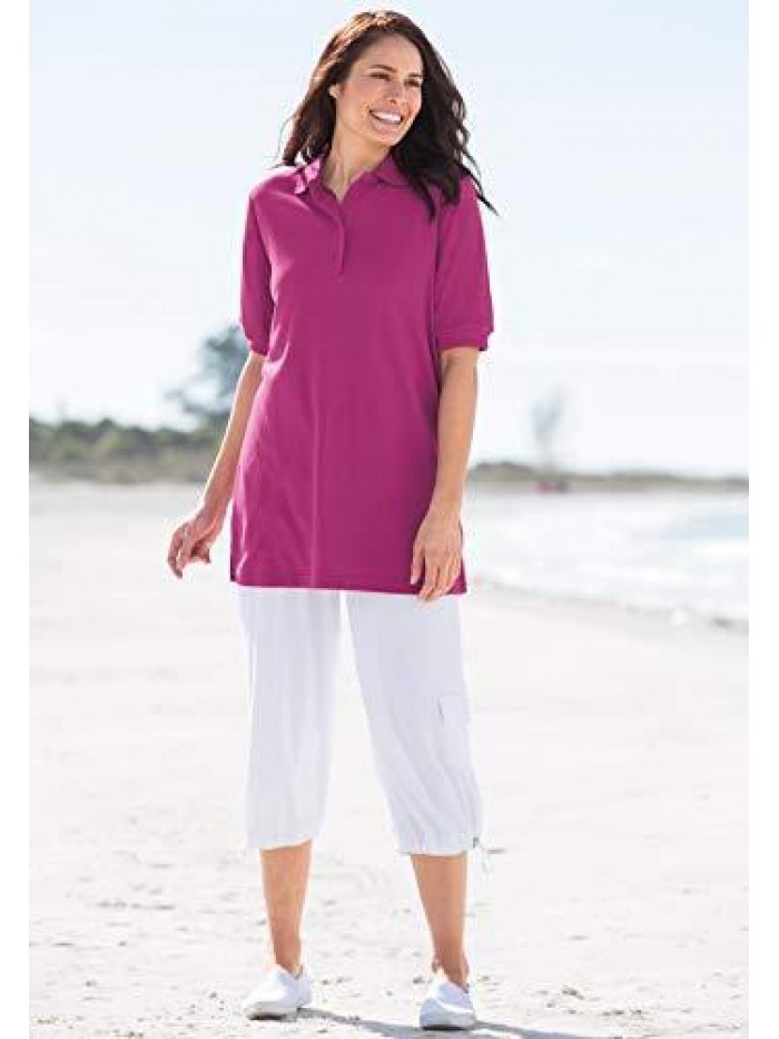 Within Women's Plus Size Elbow-Sleeve Polo Shirt 