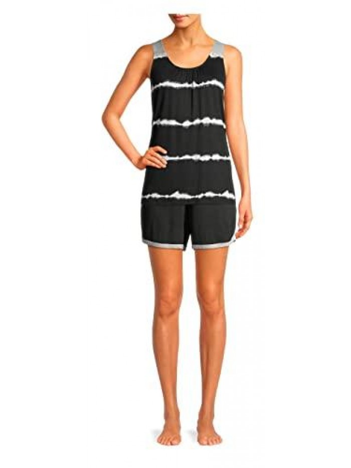 Treasure Black Shoot Tie Dye Stripe Women's Stripe Sleep Tank 