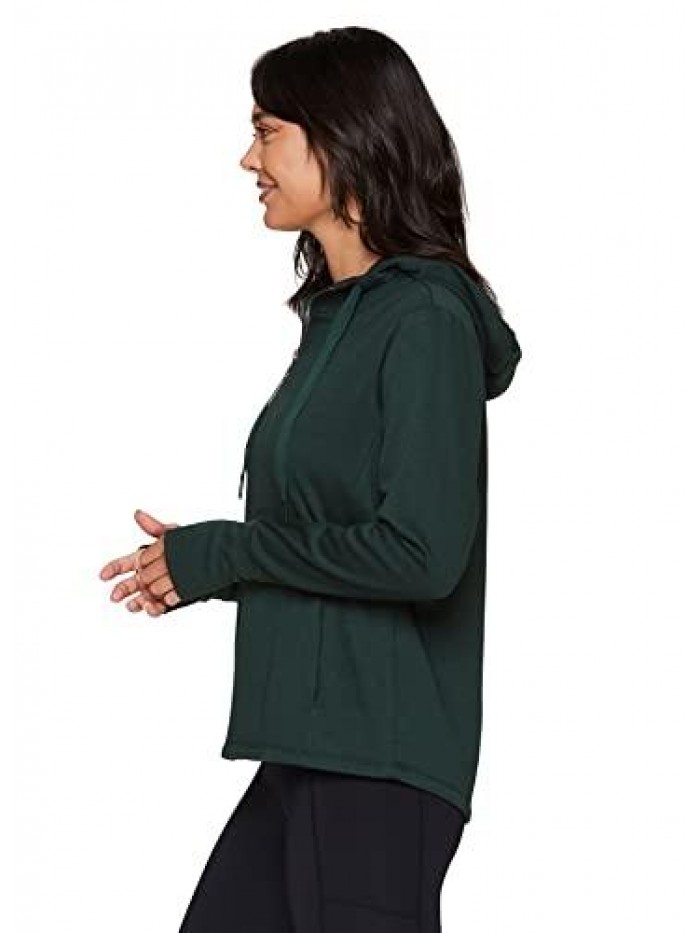 Active Women's Soft Lightweight Fleece Tunic Hoodie Sweatshirt With Pocket 