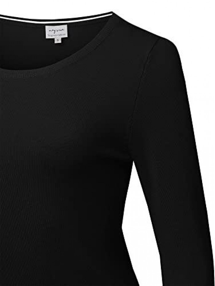 VUE Women's Basic Long Sleeve Scoop Neck Sweater Knit Top 