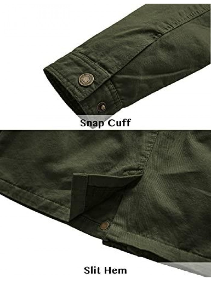 Casual Military Jacket Cotton Stand Collar Utility Anorak Coat 