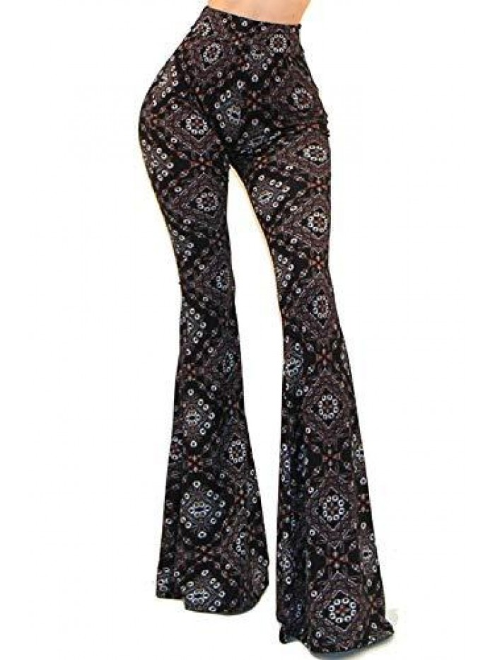 Women's USA Boho Comfy Stretchy Bell Bottom Flare Pants 