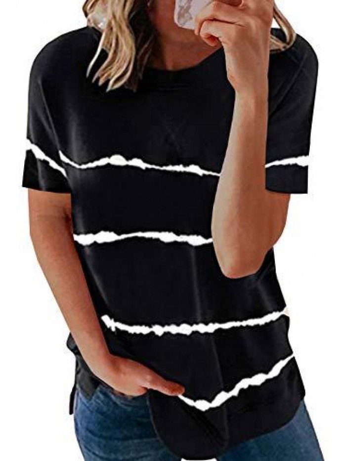 Womens Short Sleeve Crewneck Shirts Loose Casual Tee T-Shirt 