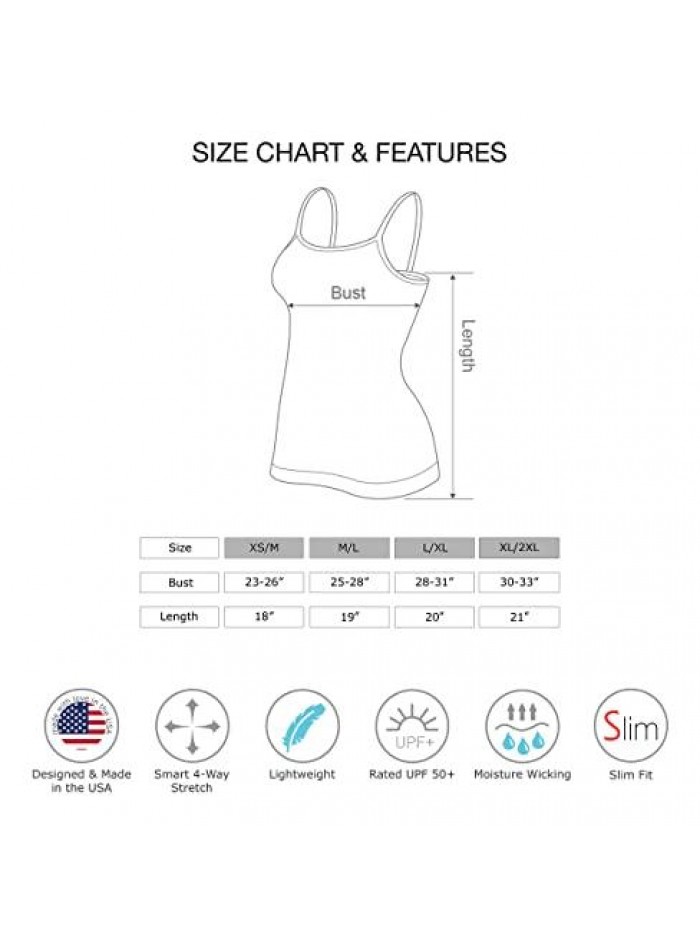 Women’s V-Neck Camisole Tank - Basic Seamless Stretch Spaghetti Strap 