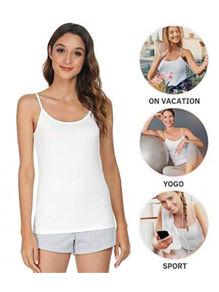 Women's Basic Solid Camisole Adjustable Spaghetti Strap Tank Top 