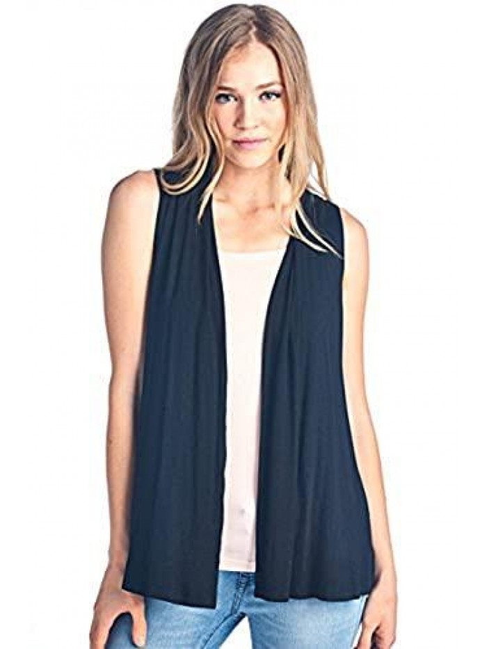 Sleeveless Extra Soft Bamboo Layering Casual Cardigan Vest - Made in USA 