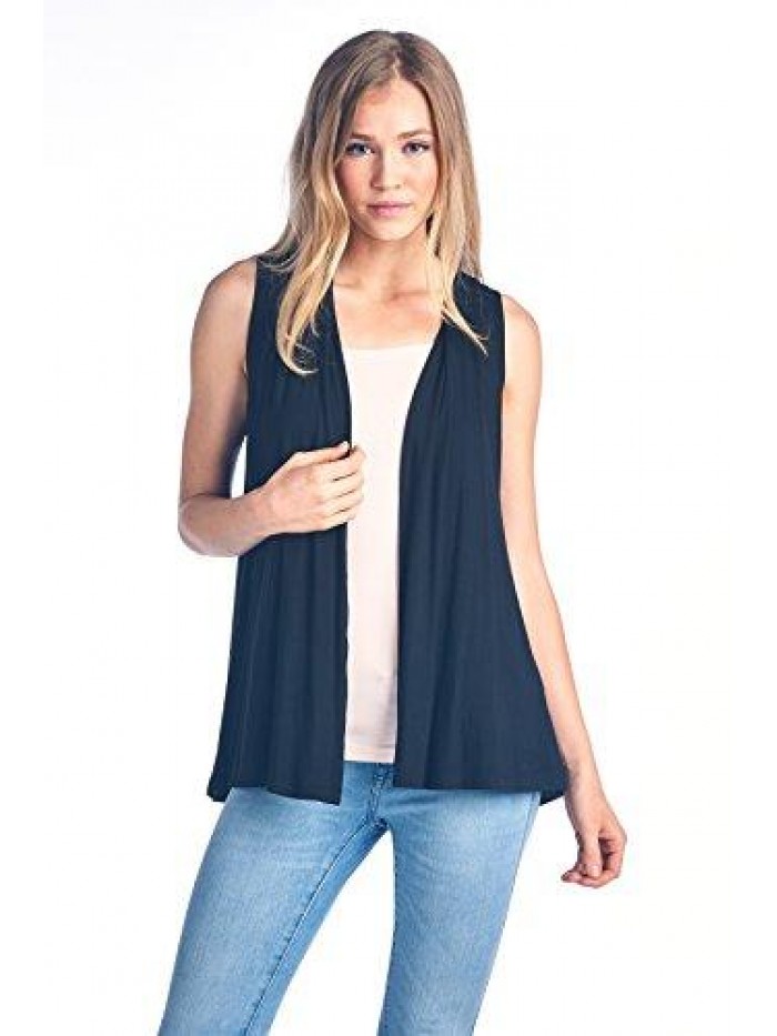 Sleeveless Extra Soft Bamboo Layering Casual Cardigan Vest - Made in USA 