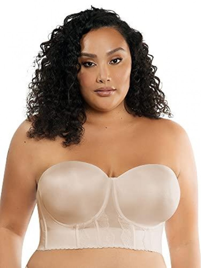 Elissa P50116 Women's Full Bust and Full Figure Strapless Longline Bra 