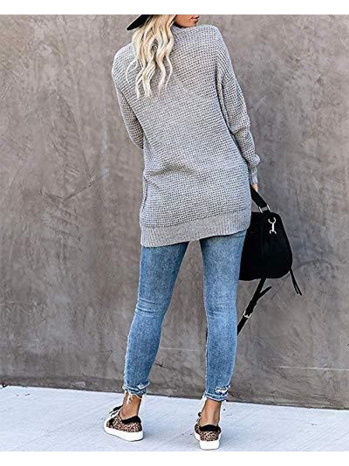 Womens Long Sleeve Open Front Cardigans Chunky Knit Draped Sweaters Outwear 