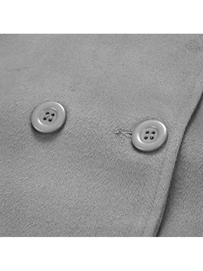 Wool Coat for Womens Double Breasted Peacoat Outwear 