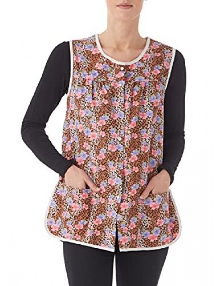 Easy-Care Snap Front Cobbler Aprons Vest with Two Patch Pockets 