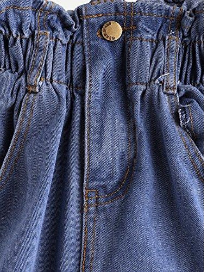 Women's Casual High Waisted Hemming Denim Jean Shorts with Pockets 