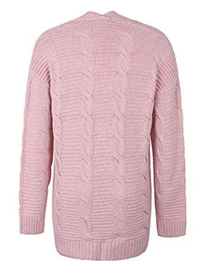 Knit Cardigan Women's Chunky Open Front Outwear Cover Up with Pockets 