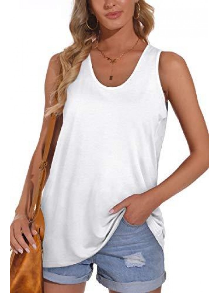 Womens Tank Tops Sleeveless Scoop Neck Loose Fit Summer Clothes 