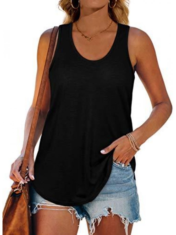 Womens Racerback Tank Tops Loose Fit Causal Summer U Neck 