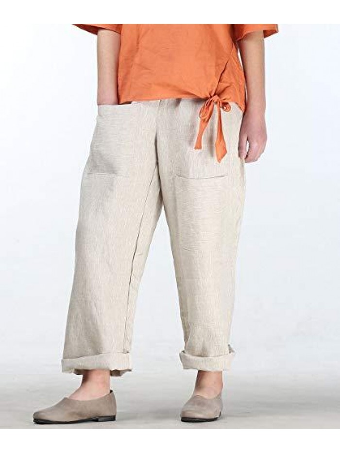 Women's Casual Cotton Linen Pant w/Unique Pockets 