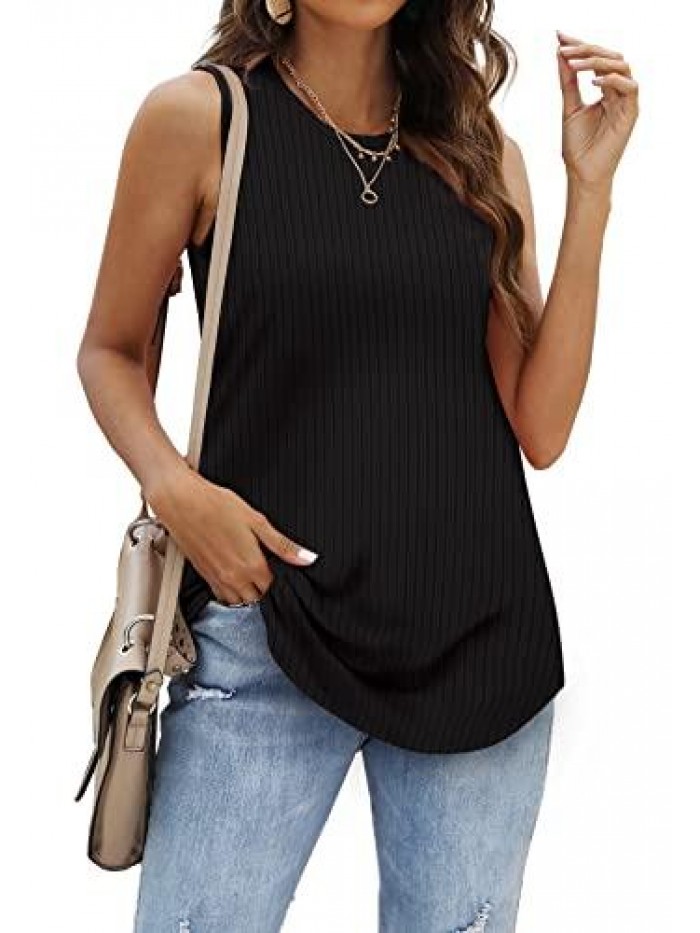 Womens Tank Tops Loose Fit Summer Flowy Sleeveless Shirts Casual 