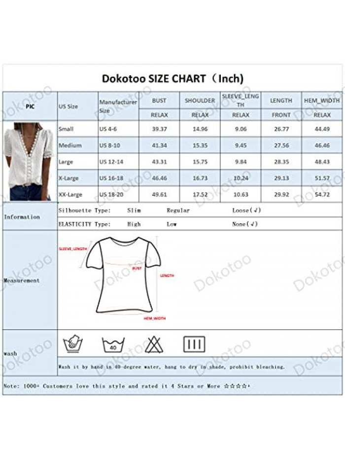 Women's V Neck Lace Crochet Tunic Tops Flowy Casual Blouses Shirts 