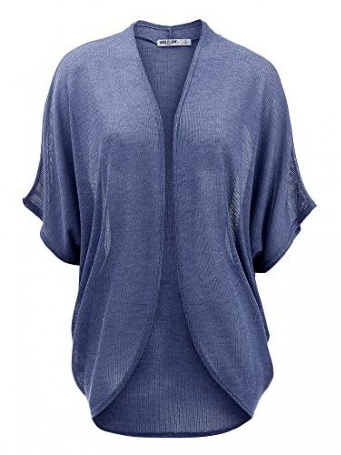 Short Sleeve Open-Front Batwing Cardigan - Made in USA 