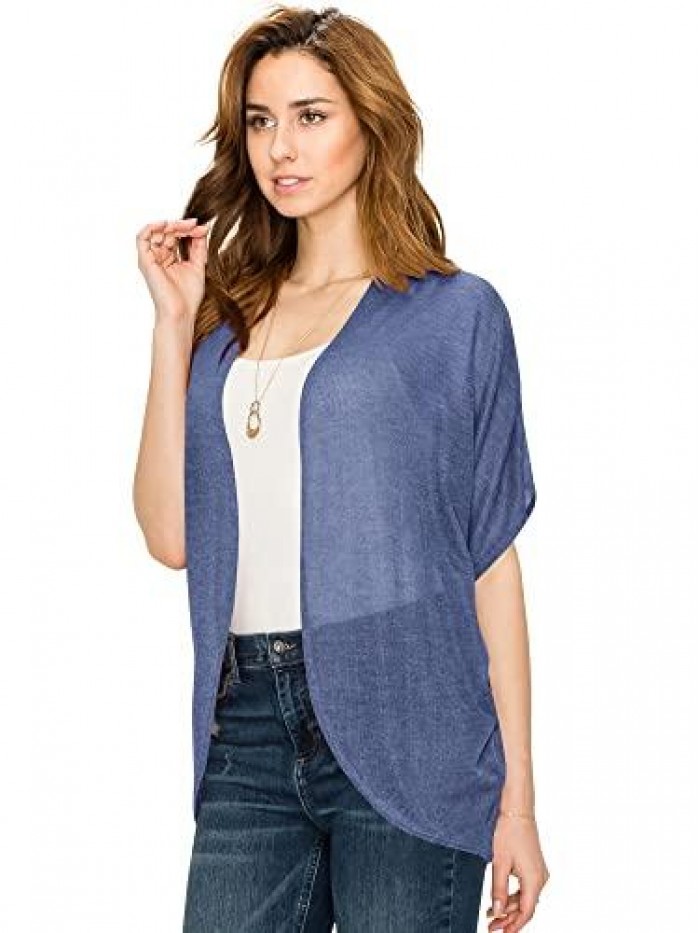 Short Sleeve Open-Front Batwing Cardigan - Made in USA 