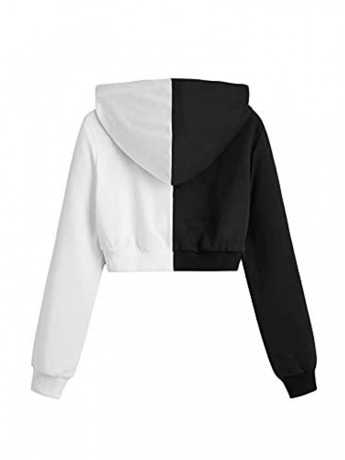 Women's Casual Full Zip Crop Top Hoodie Sweatshirt Jacket 