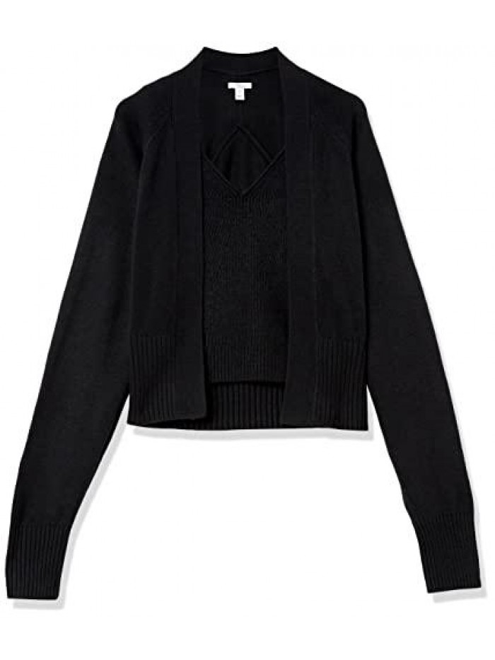 Ritual Women's Ultra Soft Cardigan and Crop Top Sweater Set 