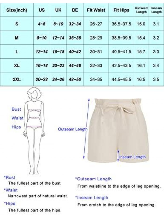 KARIN Women Bowknot Tie Waist Summer Casual Shorts with Pockets 