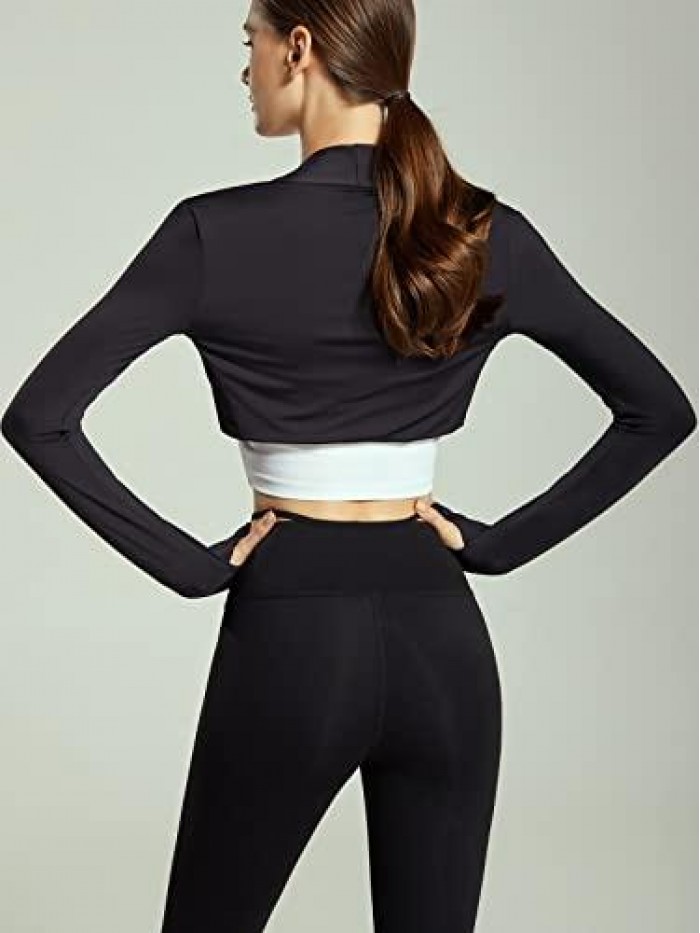 Women's Athletic Bolero Shrug Long Sleeve Open Front Cropped Cardigan 