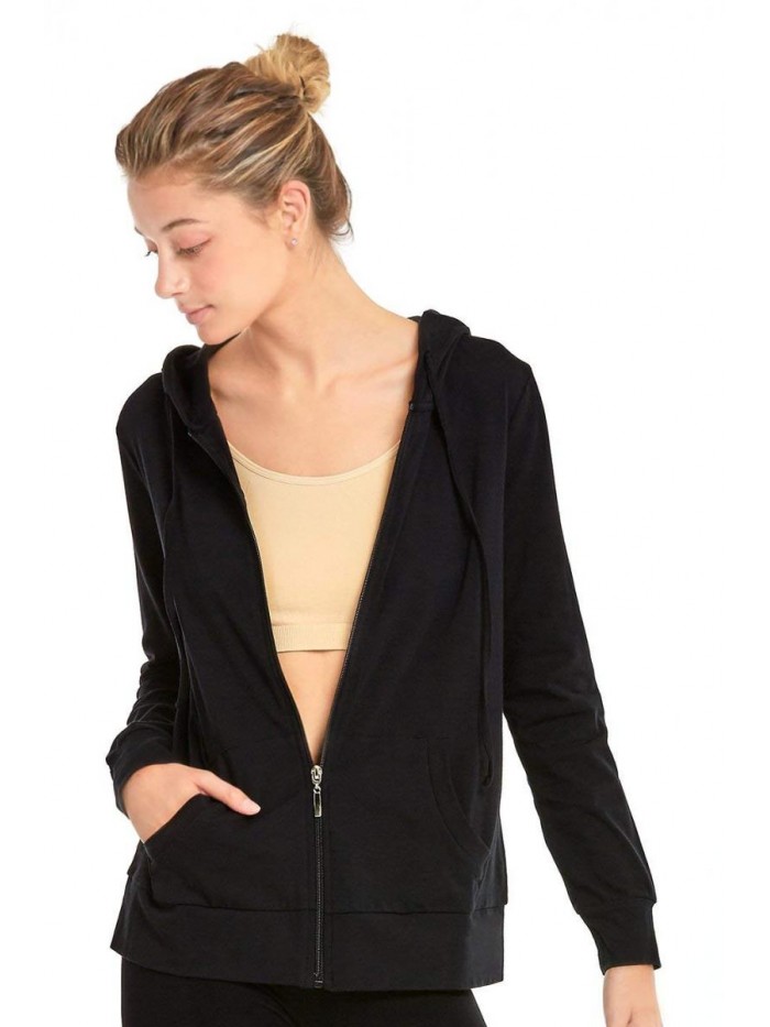 Women's Thin Cotton Zip Up Hoodie Jacket 