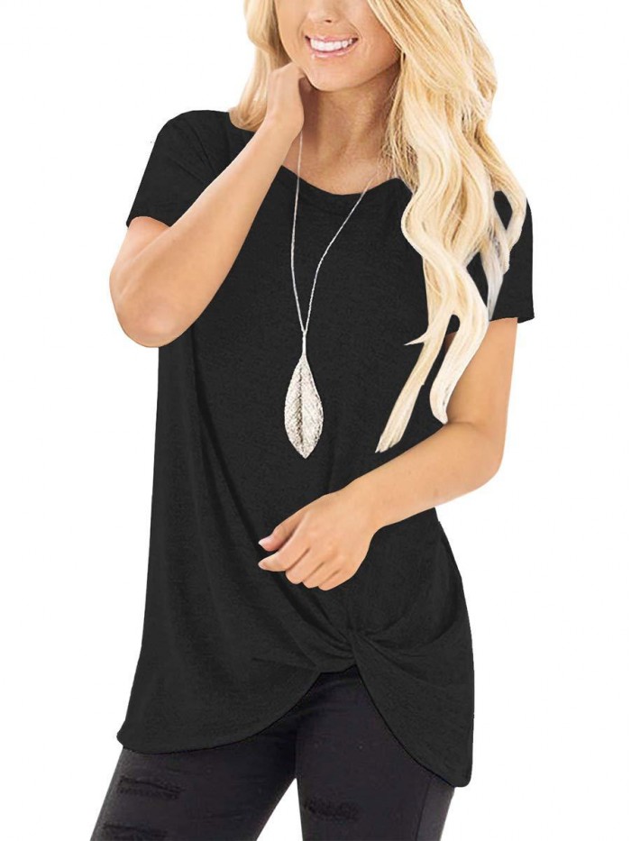 Women's Casual Shirts Twist Knot Tunics Tops 