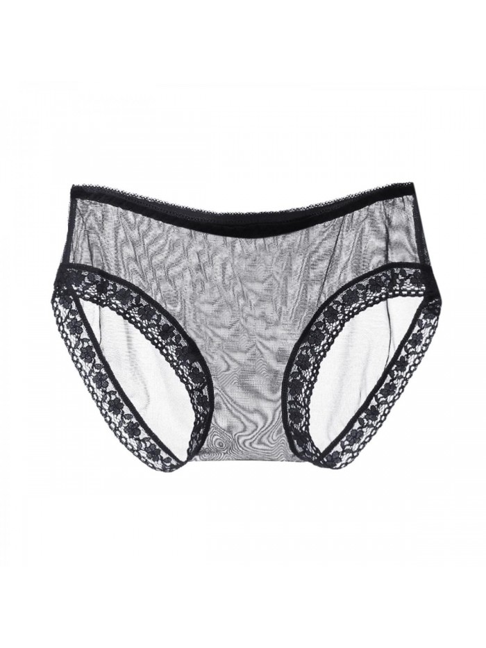 Low Middle Waist Transparent Mesh Underwear Solid Lace Underwear 