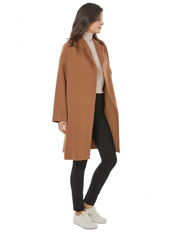 You Be Women's Wool Belted Wrap Relaxed Fit Coat 