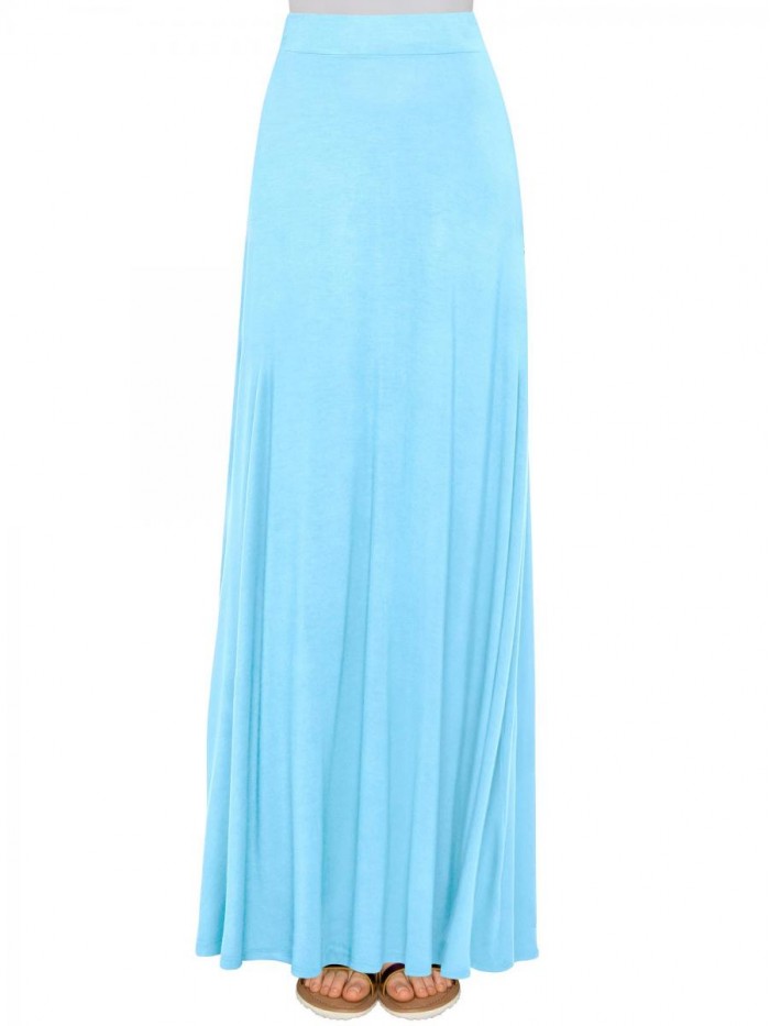 and Love Women's Styleish Print/Solid High Waist Flare Long Maxi Skirt 