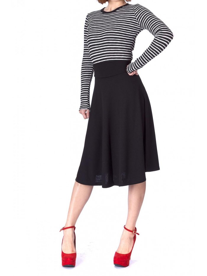 Choice Stretch High Waist A-line Flared Long Midi Skirt 