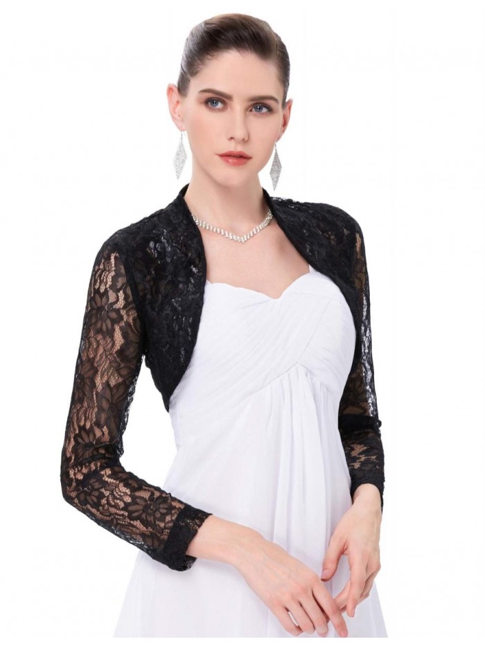 Poque Women's Long Sleeve Floral Lace Shrug Bolero Cardigan JS49 