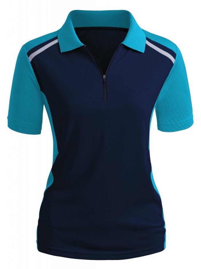 Women's Active Wear Short Sleeve Zipup Polo Shirt 