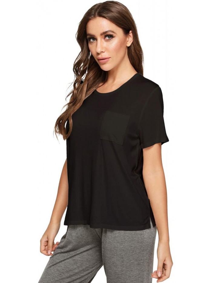 Women's Soft Bamboo Lounge Top Short Sleeve T-Shirt 