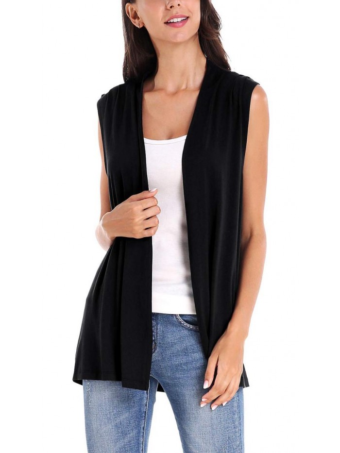 Sleeveless Cardigan Open Front Vest Lightweight Cool Coat 