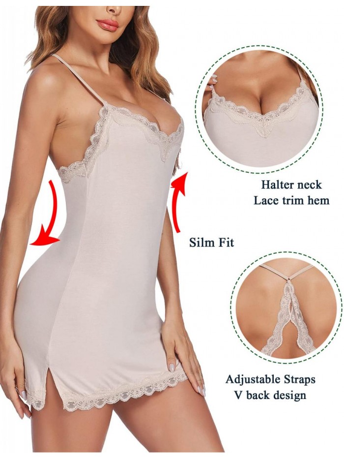 Womens Sexy Sleepwear Sexy Chemise Lingerie Cotton Nightgowns For Women 