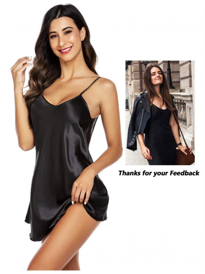 Women Sleepwear Satin Nightgown Mini Slip Chemise Short Nightwear 