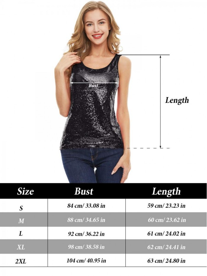 Sleeveless Shimmer Camisole Glitter Vest Sequin Tank Tops 