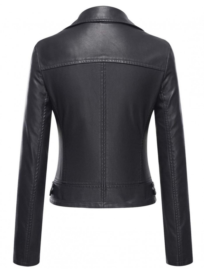 Women's Faux Leather Moto Biker Short Coat Jacket 